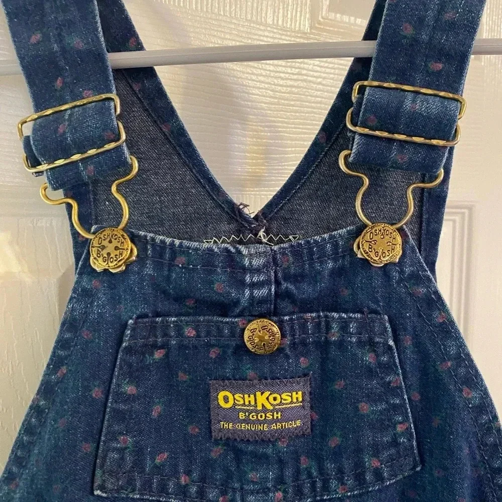 Vintage Oshkosh B’Gosh Micro Floral Denim Shortalls - Size 5